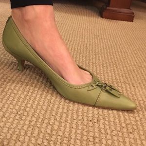 J. Crew Laurel Green Kitten Heels Sz 8